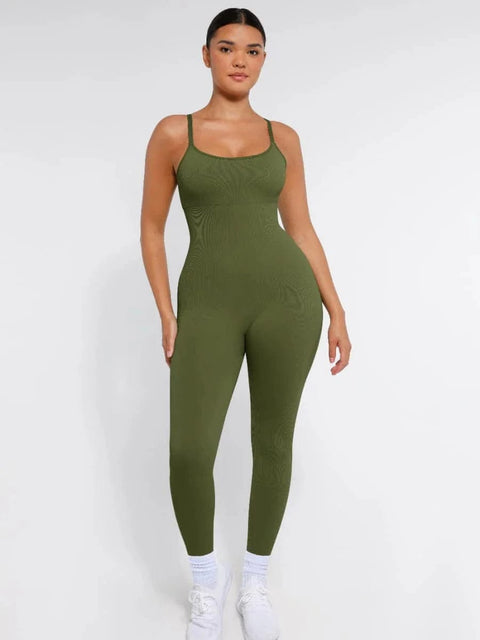 CurvyPower | Australia Jumpsuit Dark Green / XS/S Ribbed Plus Size Bodycon Jumpsuits Shaper with Removable Pads