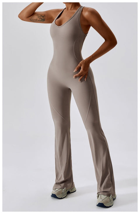 Curvypower | Australia Jumpsuit Flax / S Backless Flared Tummy Control Shaping Jumpsuit For Women