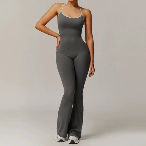 Curvypower | Australia Jumpsuit Grey / S Women Tummy Control Flared Cross-Back Shaping Jumpsuit