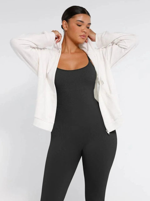 CurvyPower | Australia Jumpsuit Ribbed Plus Size Bodycon Jumpsuits Shaper with Removable Pads