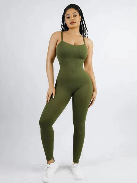 CurvyPower | Australia Jumpsuit Ribbed Plus Size Bodycon Jumpsuits Shaper with Removable Pads