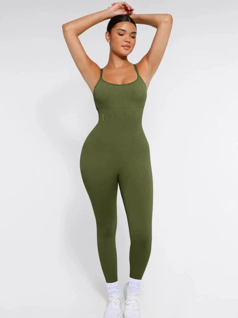 CurvyPower | Australia Jumpsuit Ribbed Plus Size Bodycon Jumpsuits Shaper with Removable Pads