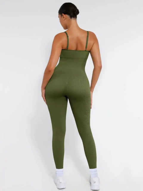 CurvyPower | Australia Jumpsuit Ribbed Plus Size Bodycon Jumpsuits Shaper with Removable Pads