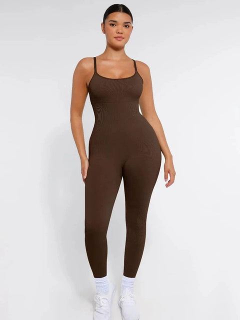 CurvyPower | Australia Jumpsuit Ribbed Plus Size Bodycon Jumpsuits Shaper with Removable Pads