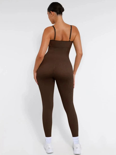 CurvyPower | Australia Jumpsuit Ribbed Plus Size Bodycon Jumpsuits Shaper with Removable Pads