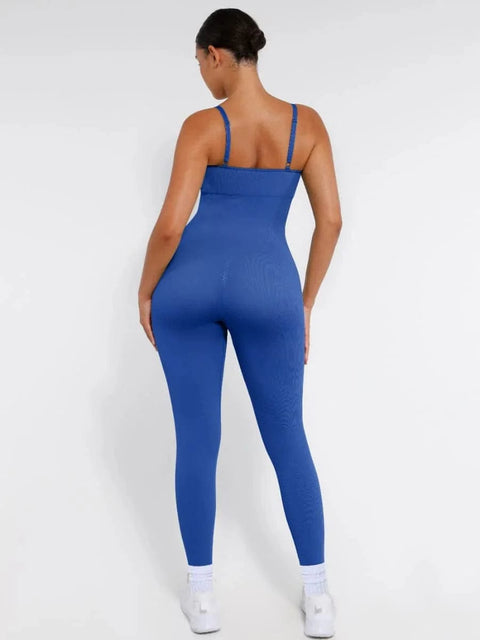 CurvyPower | Australia Jumpsuit Ribbed Plus Size Bodycon Jumpsuits Shaper with Removable Pads