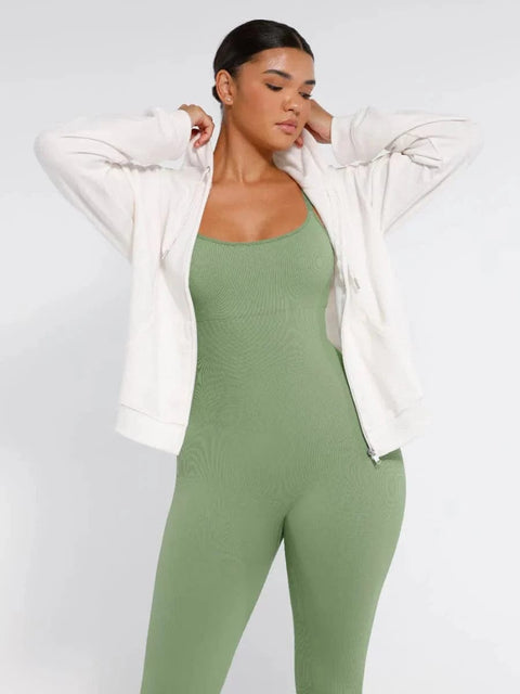 CurvyPower | Australia Jumpsuit Ribbed Plus Size Bodycon Jumpsuits Shaper with Removable Pads