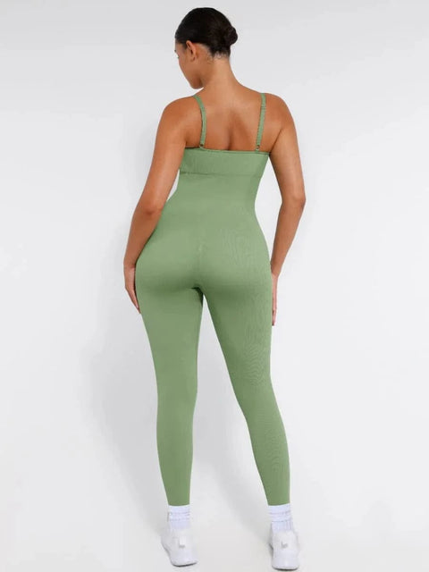 CurvyPower | Australia Jumpsuit Ribbed Plus Size Bodycon Jumpsuits Shaper with Removable Pads