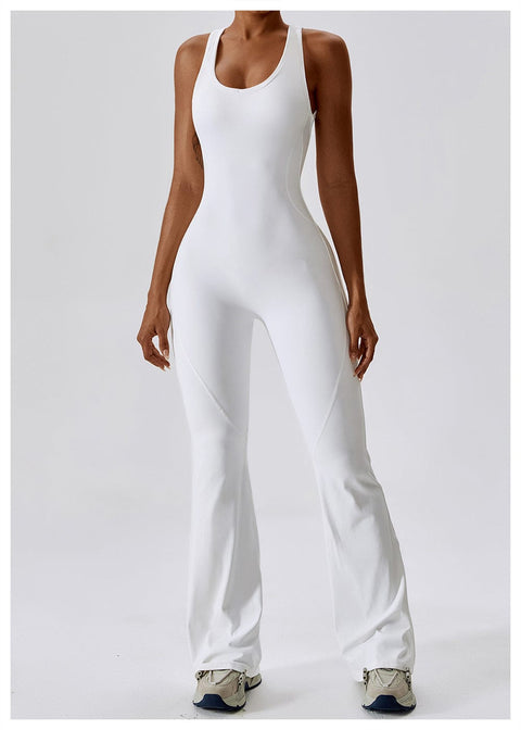 Curvypower | Australia Jumpsuit Swan White / S Backless Flared Tummy Control Shaping Jumpsuit For Women