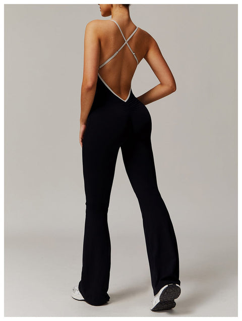 Curvypower | Australia Jumpsuit Women Tummy Control Flared Cross-Back Shaping Jumpsuit