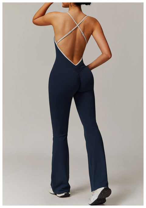 Curvypower | Australia Jumpsuit Women Tummy Control Flared Cross-Back Shaping Jumpsuit