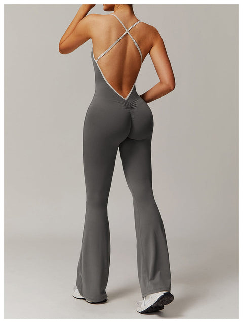 Curvypower | Australia Jumpsuit Women Tummy Control Flared Cross-Back Shaping Jumpsuit