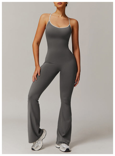 Curvypower | Australia Jumpsuit Women Tummy Control Flared Cross-Back Shaping Jumpsuit