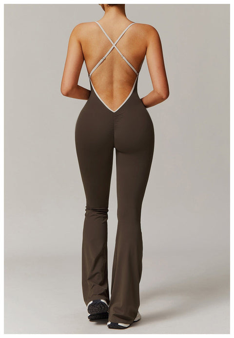 Curvypower | Australia Jumpsuit Women Tummy Control Flared Cross-Back Shaping Jumpsuit