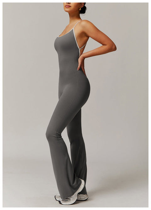Curvypower | Australia Jumpsuit Women Tummy Control Flared Cross-Back Shaping Jumpsuit