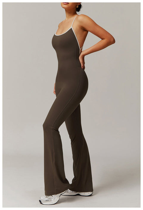 Curvypower | Australia Jumpsuit Women Tummy Control Flared Cross-Back Shaping Jumpsuit