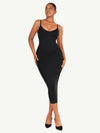 CurvyPower | Australia Maxi Dress Black / XS/S V Neck Bodycon Midi Shaper Dress with Spaghetti Straps