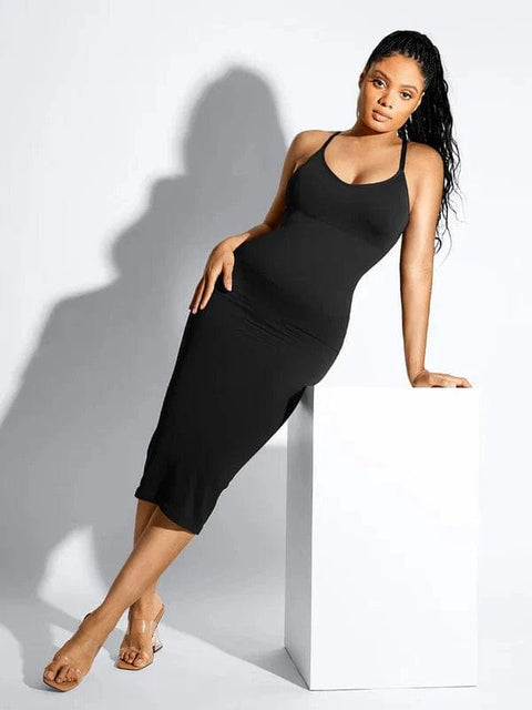 CurvyPower | Australia Maxi Dress V Neck Bodycon Midi Shaper Dress with Spaghetti Straps
