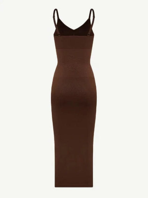 CurvyPower | Australia Maxi Dress V Neck Bodycon Midi Shaper Dress with Spaghetti Straps