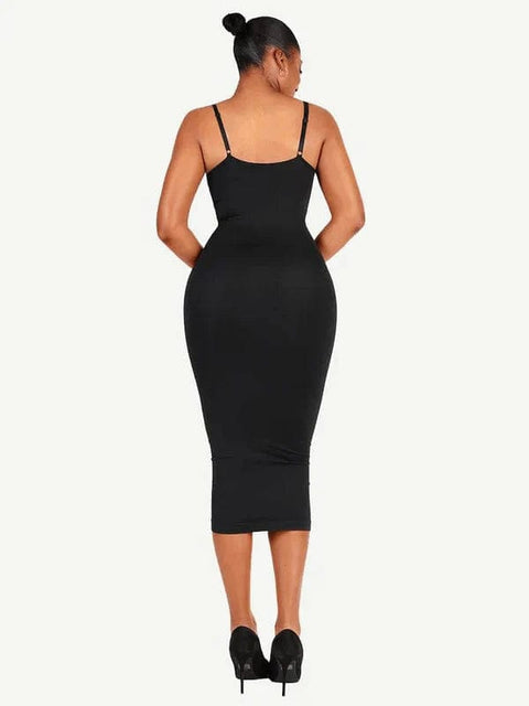 CurvyPower | Australia Maxi Dress V Neck Bodycon Midi Shaper Dress with Spaghetti Straps