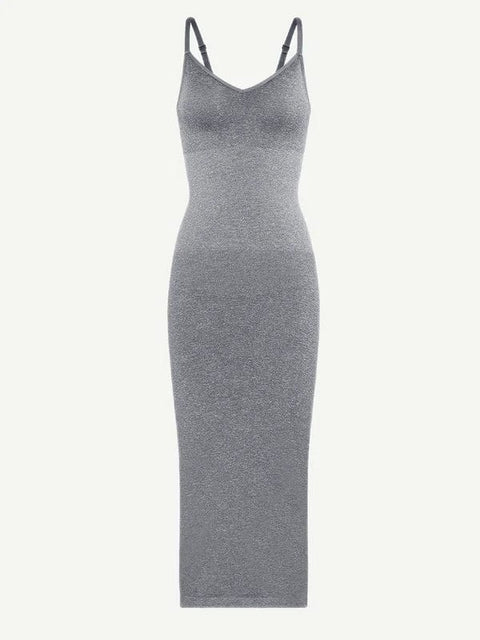 CurvyPower | Australia Maxi Dress V Neck Bodycon Midi Shaper Dress with Spaghetti Straps