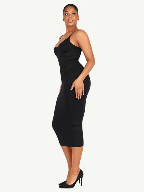 CurvyPower | Australia Maxi Dress V Neck Bodycon Midi Shaper Dress with Spaghetti Straps