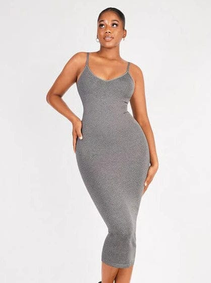 CurvyPower | Australia Maxi Dress V Neck Bodycon Midi Shaper Dress with Spaghetti Straps