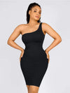 CurvyPower | Australia Midi Dress Black / XS/S Summer One Shoulder Tight Bodycon Midi Dress With Built In Bra