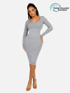 CurvyPower | Australia Midi Dress Gray / XS/S Long Sleeve Tummy Control Bodycon Midi Dress