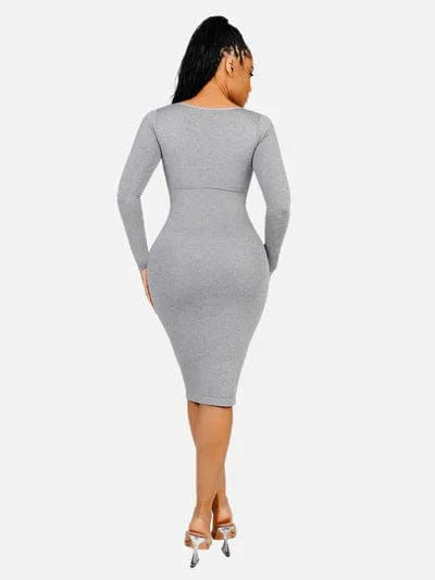 CurvyPower | Australia Midi Dress Long Sleeve Tummy Control Bodycon Midi Dress