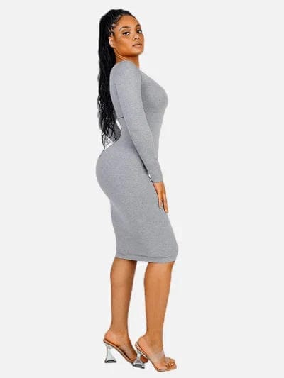 CurvyPower | Australia Midi Dress Long Sleeve Tummy Control Bodycon Midi Dress