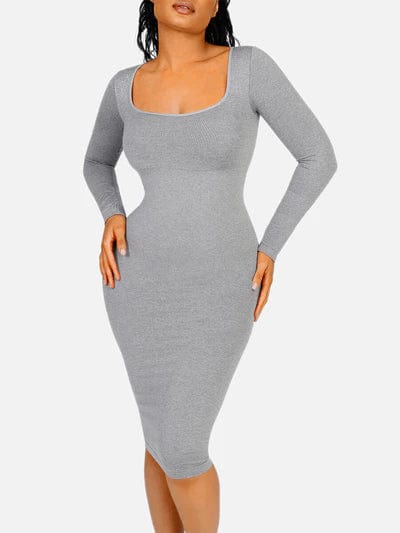 CurvyPower | Australia Midi Dress Long Sleeve Tummy Control Bodycon Midi Dress