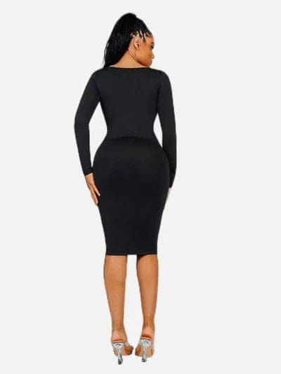 CurvyPower | Australia Midi Dress Long Sleeve Tummy Control Bodycon Midi Dress