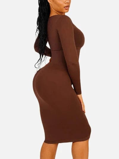 CurvyPower | Australia Midi Dress Long Sleeve Tummy Control Bodycon Midi Dress