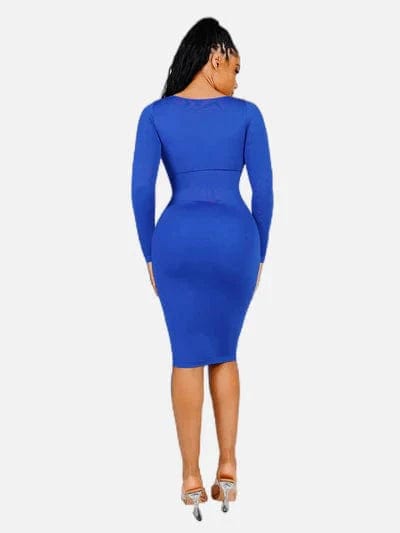 CurvyPower | Australia Midi Dress Long Sleeve Tummy Control Bodycon Midi Dress