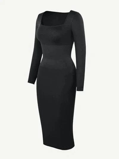CurvyPower | Australia Midi Dress Long Sleeve Tummy Control Bodycon Midi Dress