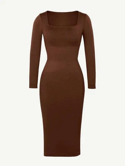 CurvyPower | Australia Midi Dress Long Sleeve Tummy Control Bodycon Midi Dress
