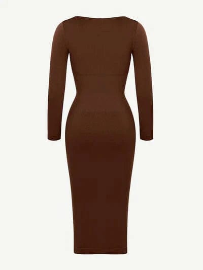CurvyPower | Australia Midi Dress Long Sleeve Tummy Control Bodycon Midi Dress