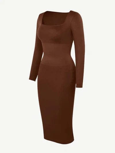 CurvyPower | Australia Midi Dress Long Sleeve Tummy Control Bodycon Midi Dress