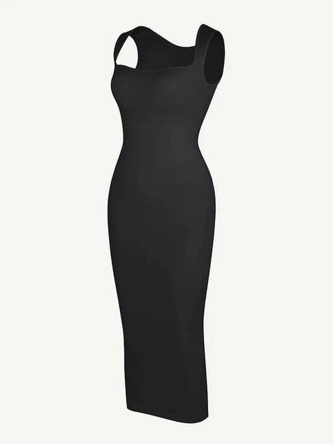 CurvyPower | Australia Midi Dress Midi Sleeveless Square Neck Built Bra Shapewear Dress