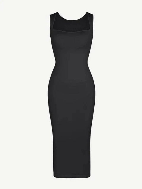 CurvyPower | Australia Midi Dress Midi Sleeveless Square Neck Built Bra Shapewear Dress