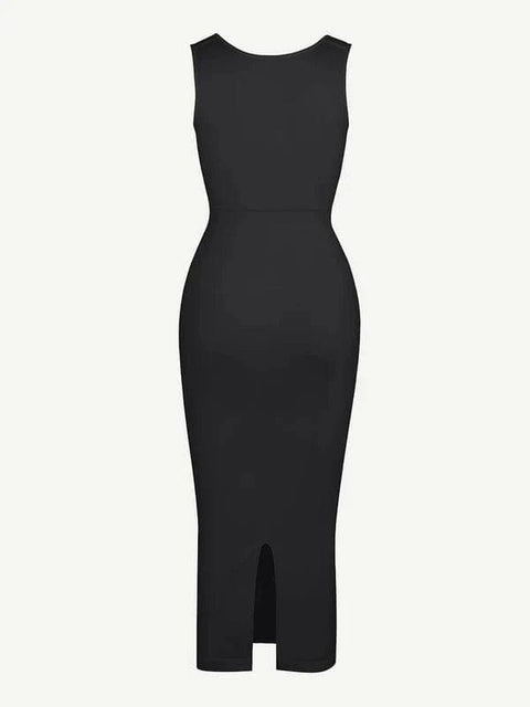 CurvyPower | Australia Midi Dress Midi Sleeveless Square Neck Built Bra Shapewear Dress