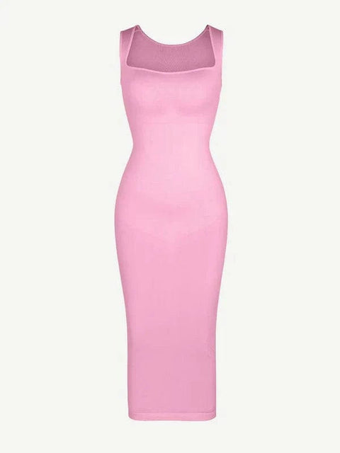 CurvyPower | Australia Midi Dress Midi Sleeveless Square Neck Built Bra Shapewear Dress