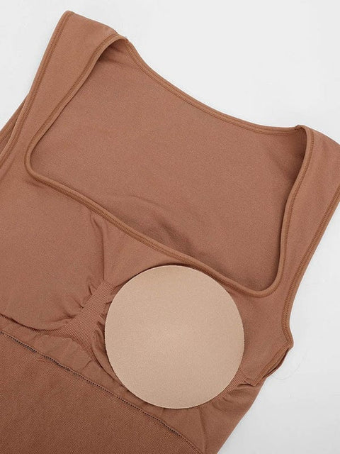 CurvyPower | Australia Midi Dress Midi Sleeveless Square Neck Built Bra Shapewear Dress