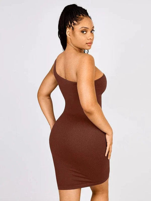 CurvyPower | Australia Midi Dress Summer One Shoulder Tight Bodycon Midi Dress With Built In Bra
