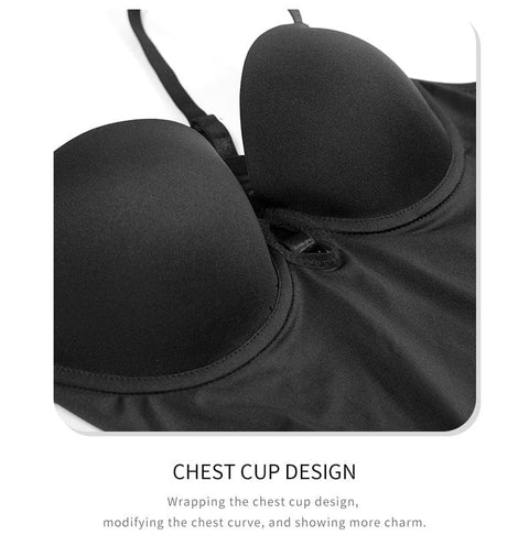 Curvypower | Australia Mini Dress Slimming Side Slit Shaper Mini Slip Dress with Built-In Bra | Curve-Hugging Shapewear Under Dress