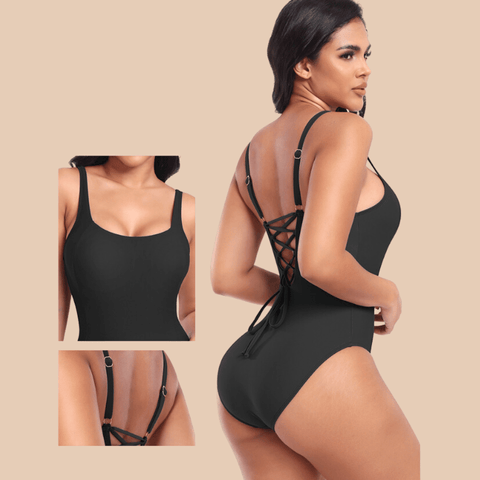 Curvypower | Australia One-Piece Swimsuit One Piece Lowback Slimming Swimsuit with Built-In Chest Pad