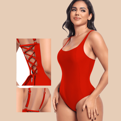 Curvypower | Australia One-Piece Swimsuit One Piece Lowback Slimming Swimsuit with Built-In Chest Pad