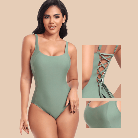 Curvypower | Australia One-Piece Swimsuit One Piece Lowback Slimming Swimsuit with Built-In Chest Pad