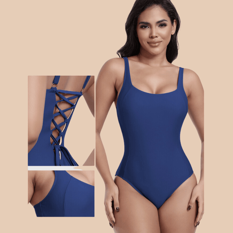 Curvypower | Australia One-Piece Swimsuit One Piece Lowback Slimming Swimsuit with Built-In Chest Pad